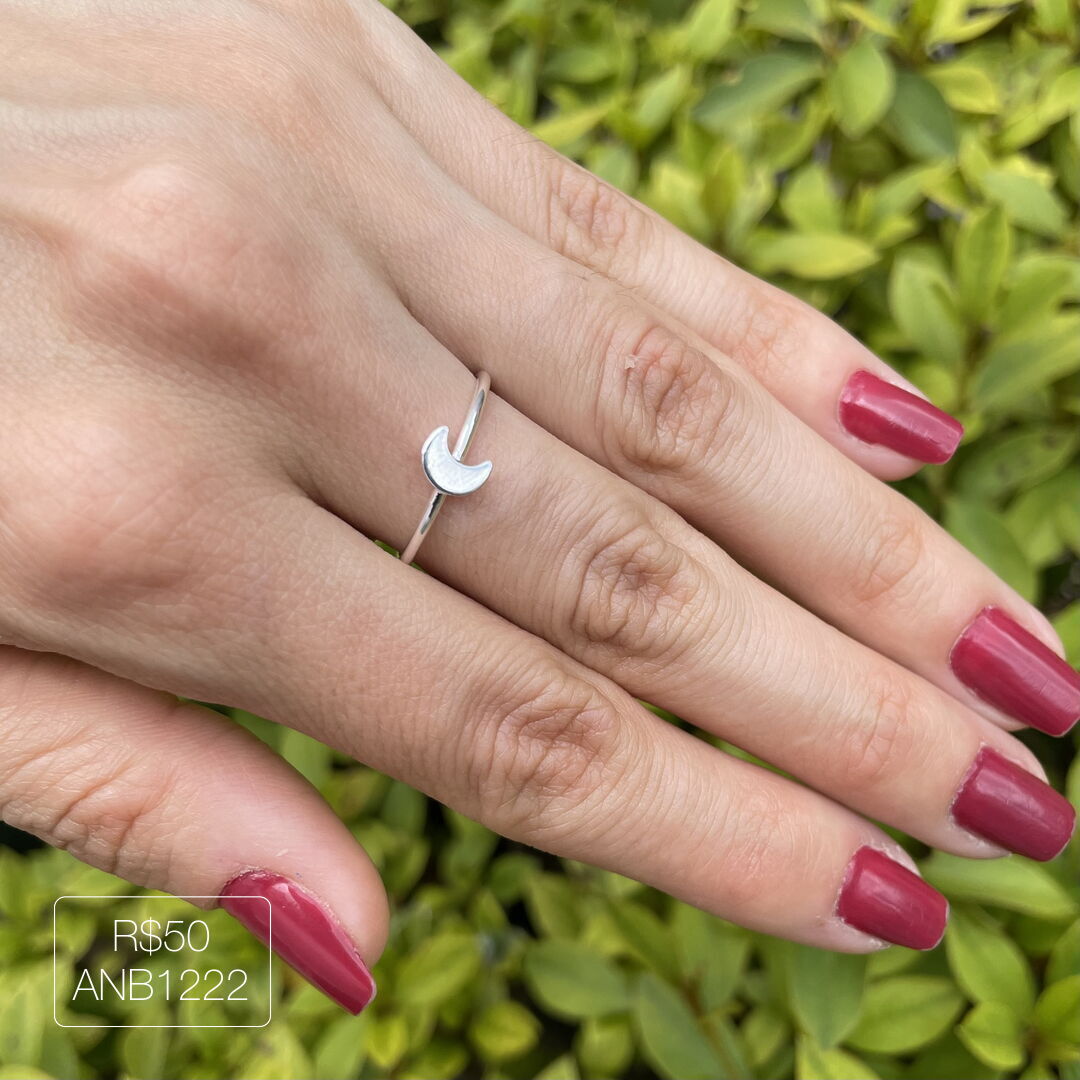 Anel Fio Lua Liso Prateado